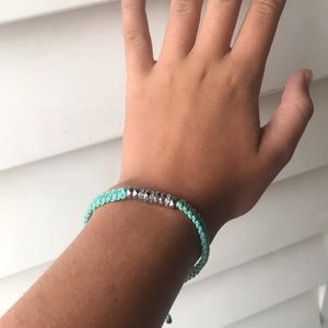 Adjustable dainty FOSSIL mint green/blue bracelet